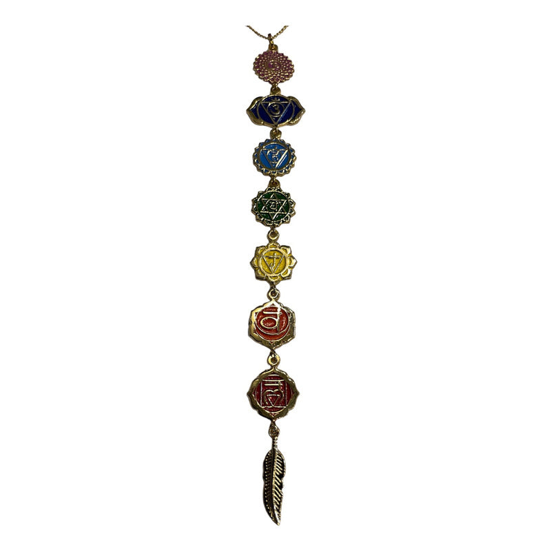 Dijes De Los 7 Chakras Con Cadena De Chapa De Oro