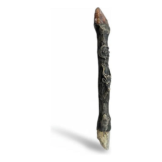 Varita Mágica Esotérica Con Cuarzo De 25cm Chocolate