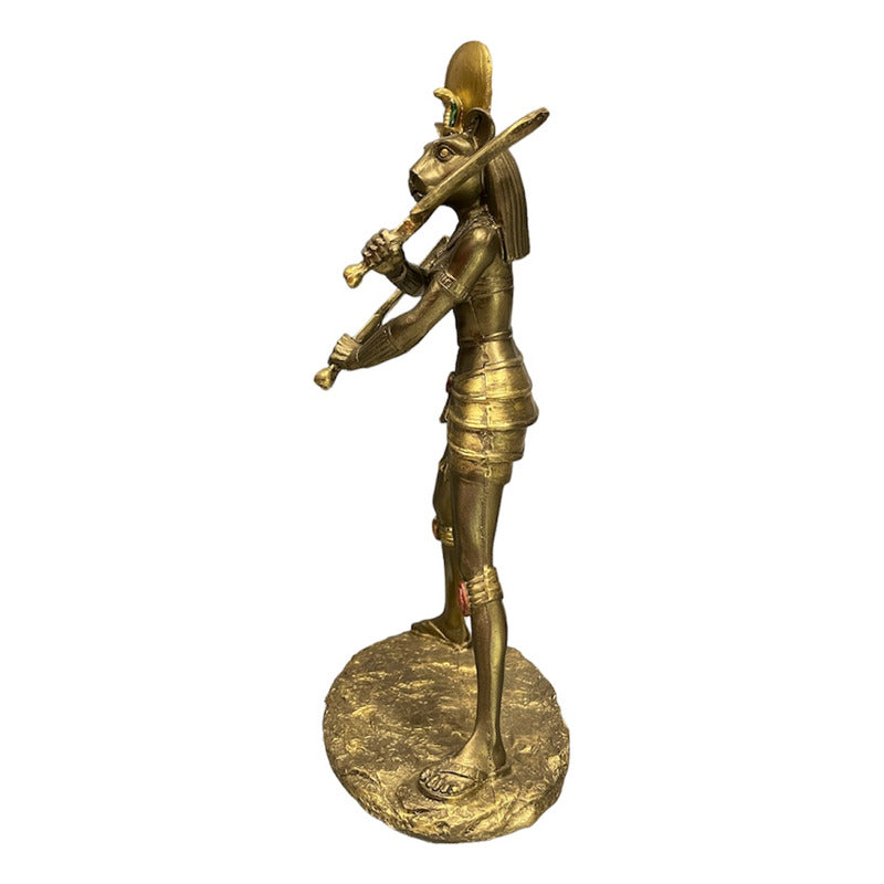 Sejmet Egipcio Figura De Resina 27cm Alto Tipo Bronce