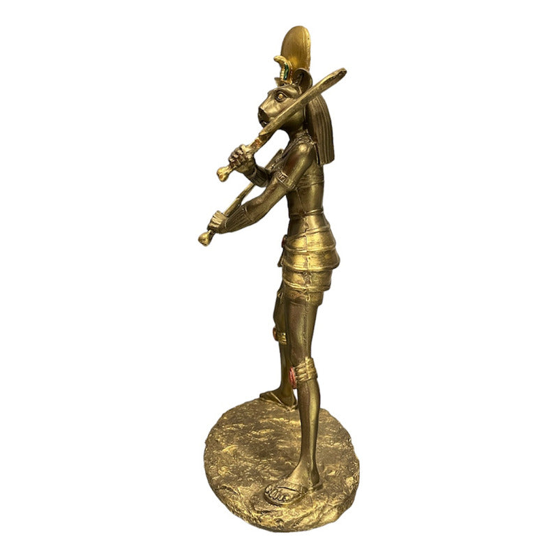 Sejmet Egipcio Figura De Resina 27cm Alto Tipo Bronce Tipo Bronce