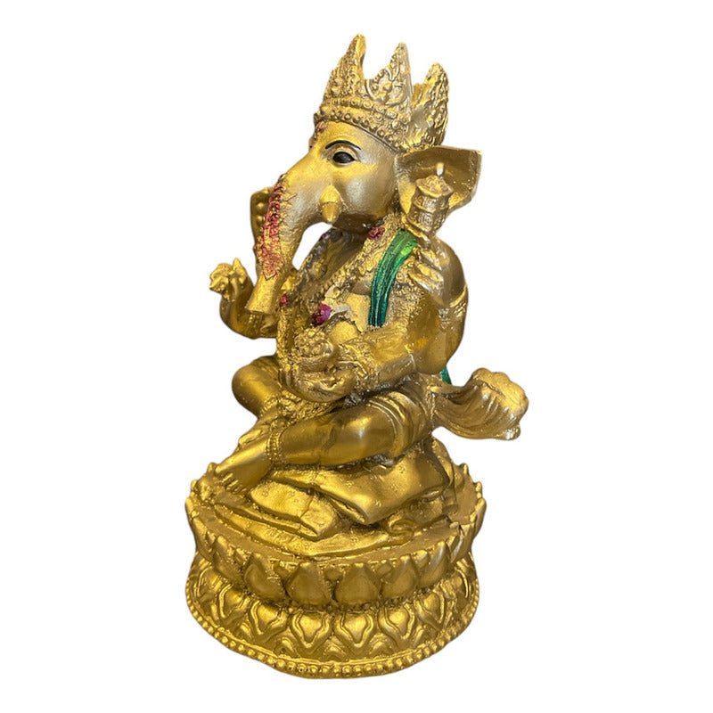 Ganesh Corona Flor De Listo Resina Nacional 16 Cm