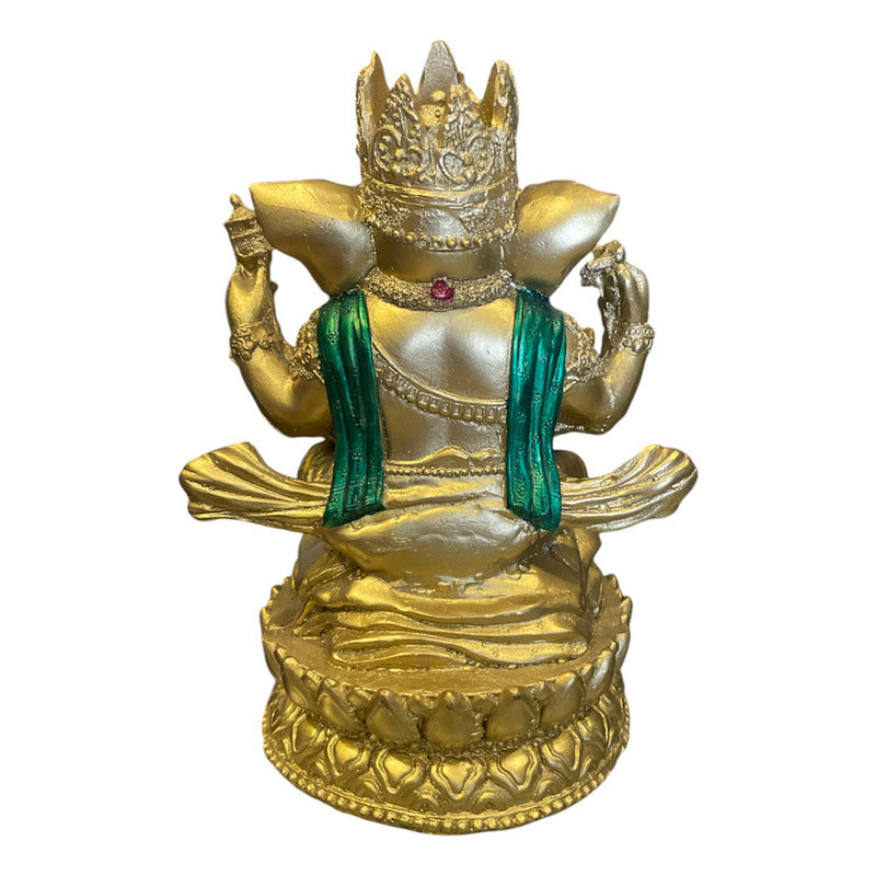 Ganesh Corona Flor De Listo Resina Nacional 16 Cm