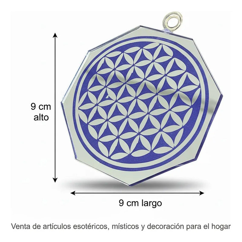 Espejo Octagonal Flor De La Vida 9cm Morado by HEREJE