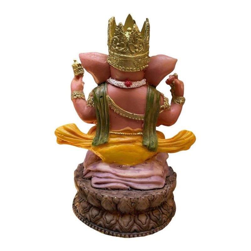 Ganesh Corona Flor De Listo Resina Nacional 16 Cm