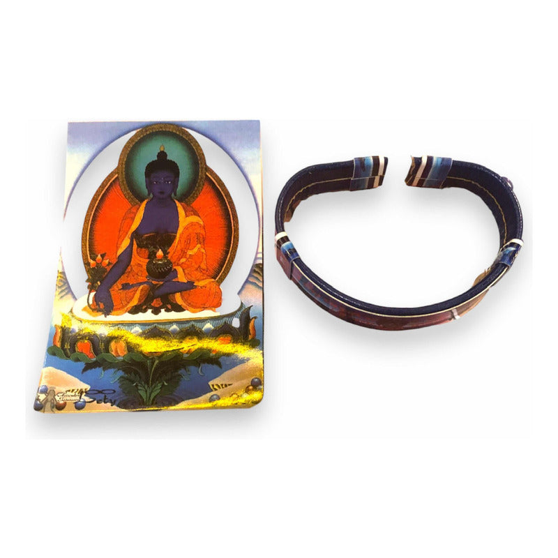 Brazalete Azul Buda Tipo Piel Con Sublimado