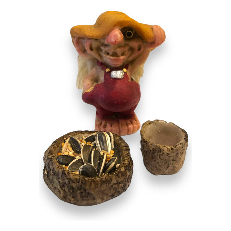 Troll Trabajo + Comedero 9 Cm Figura En Resina Nacional