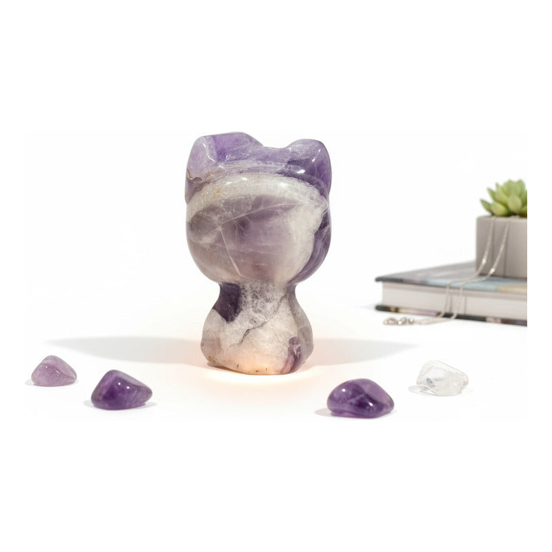 Escultura De Cuarzo En Forma De Gato 4.5x2.5x2 Cm