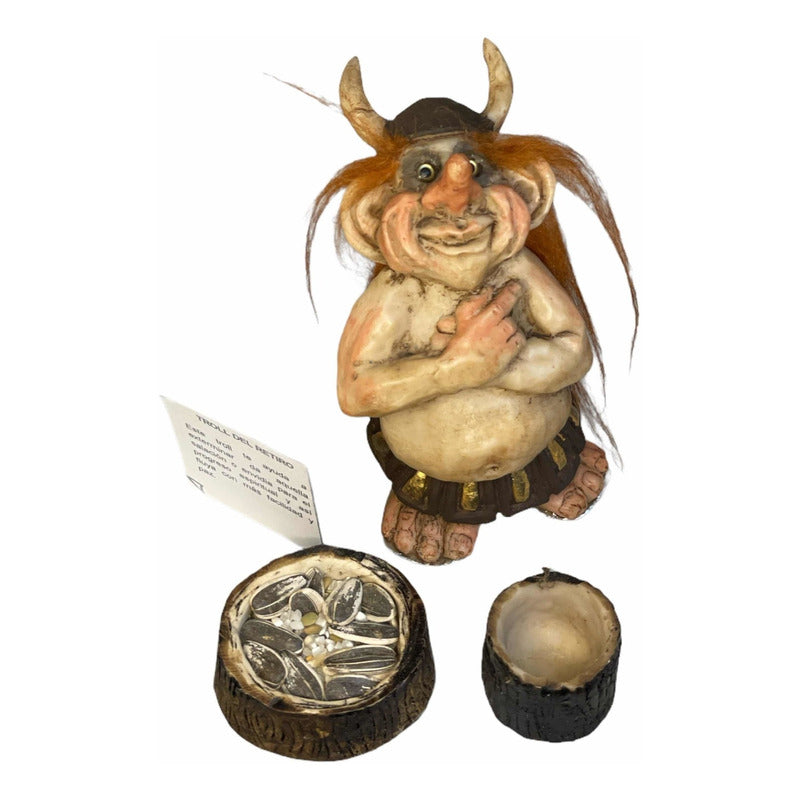 Troll Del Retiro + Comedero + Semillas + Tarjetas 12 Cm Alto