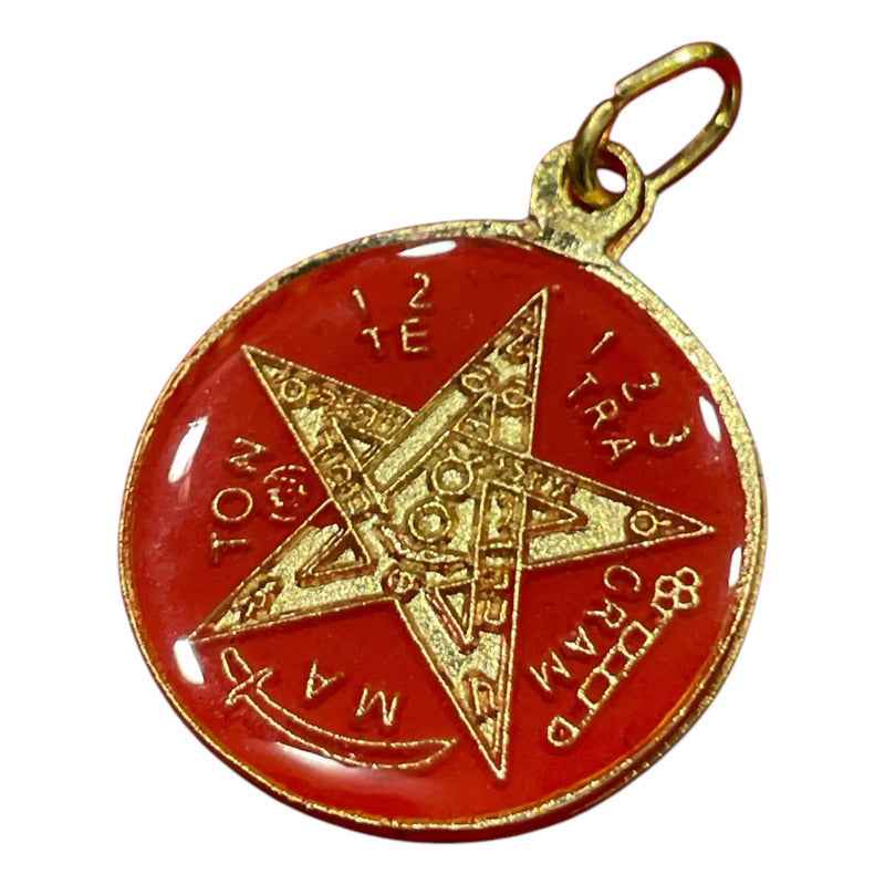 Pentagrama Ritualizado Mediano 7 Metales Tetragramaton 25mm Rojo M