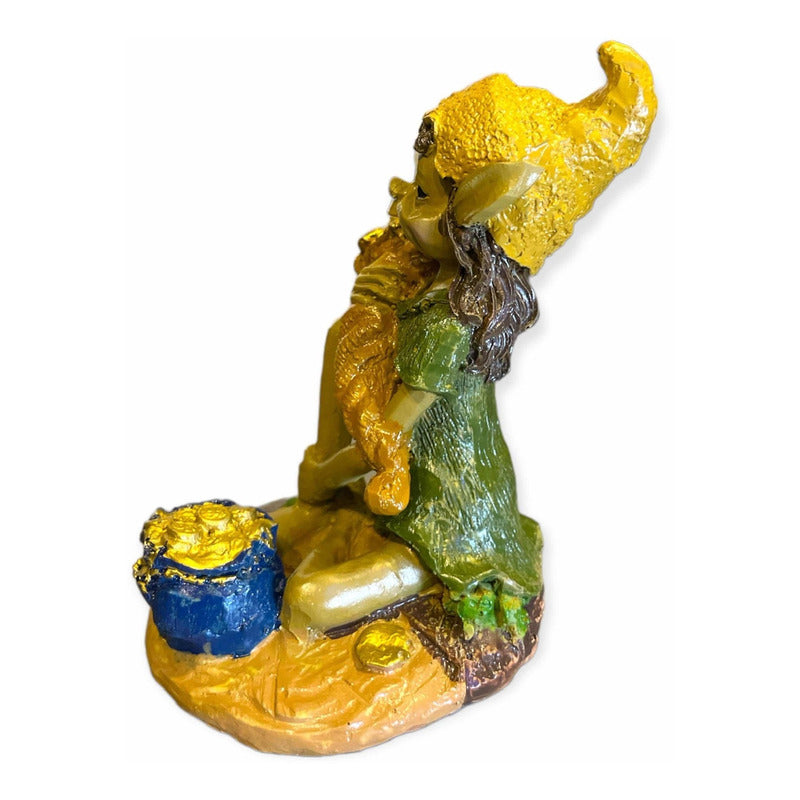 Elfo Cuerno De La Abundancia Morral 11.5x8x8cm Escultura.