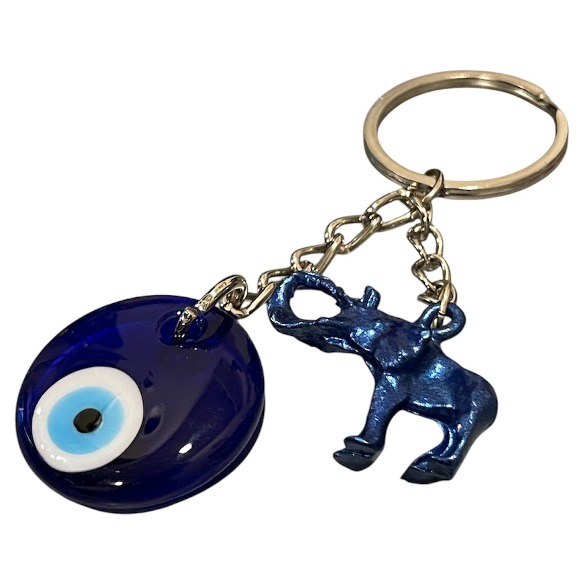 llavero elefante azul con ojo turco