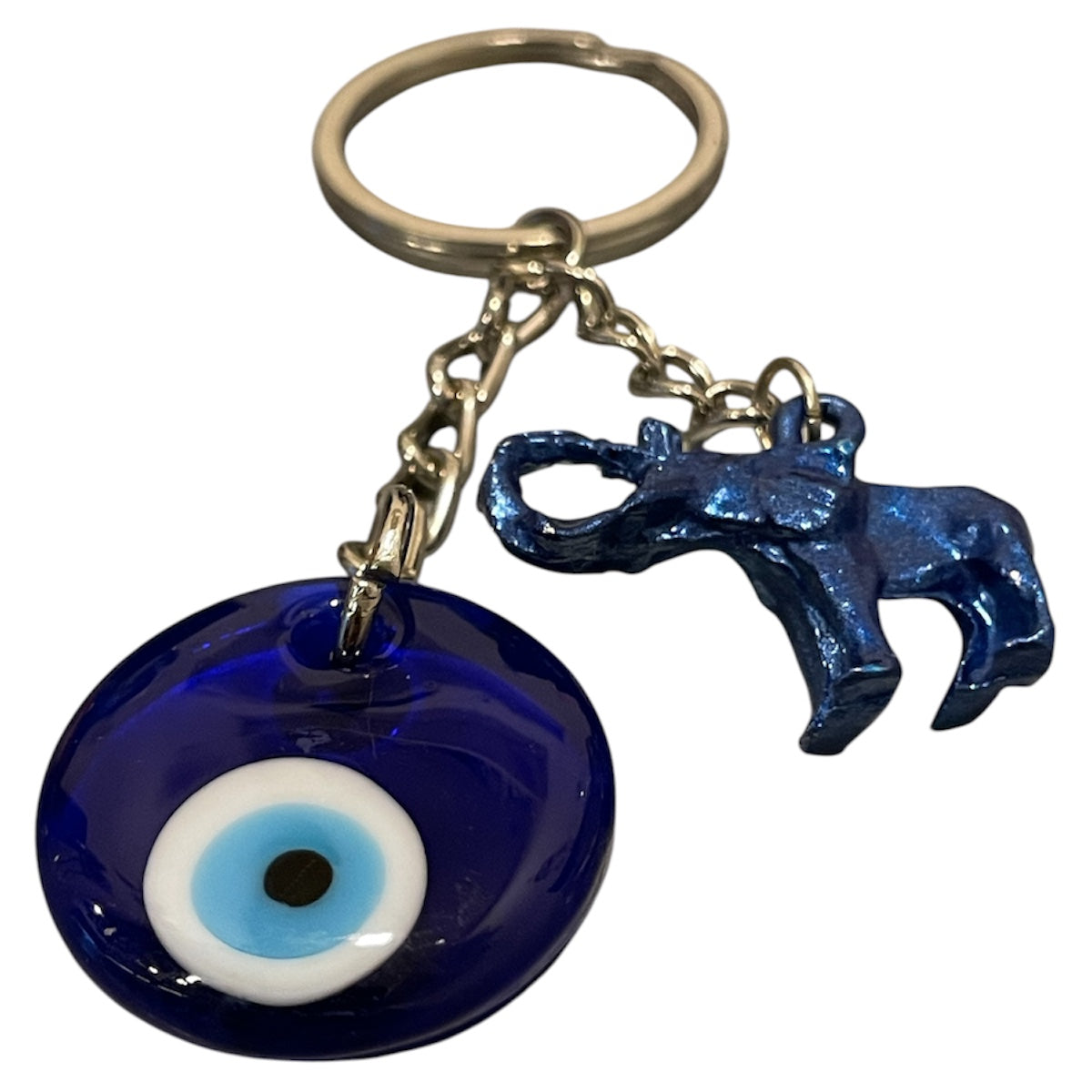 llavero elefante azul con ojo turco