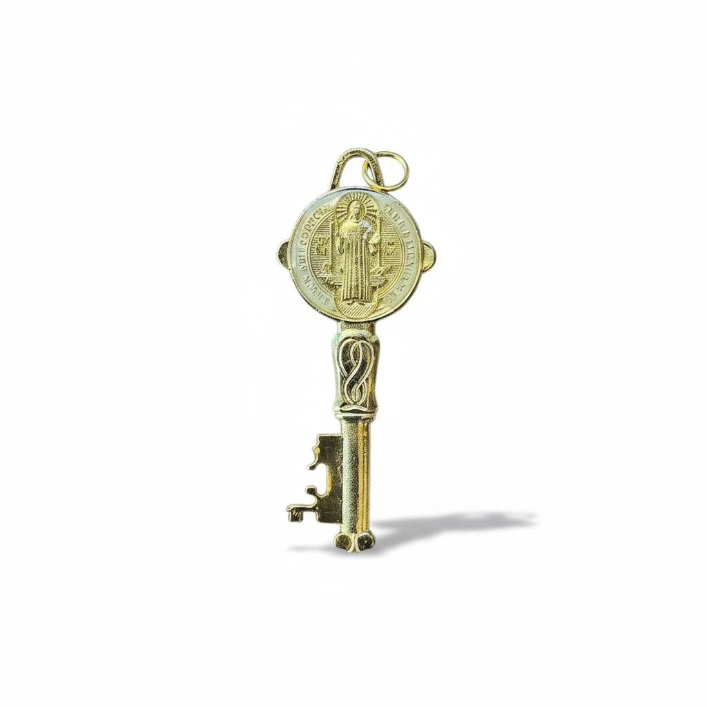 Llave De San Benito Dije Baño De Oro Encapsulado 5cm Varios