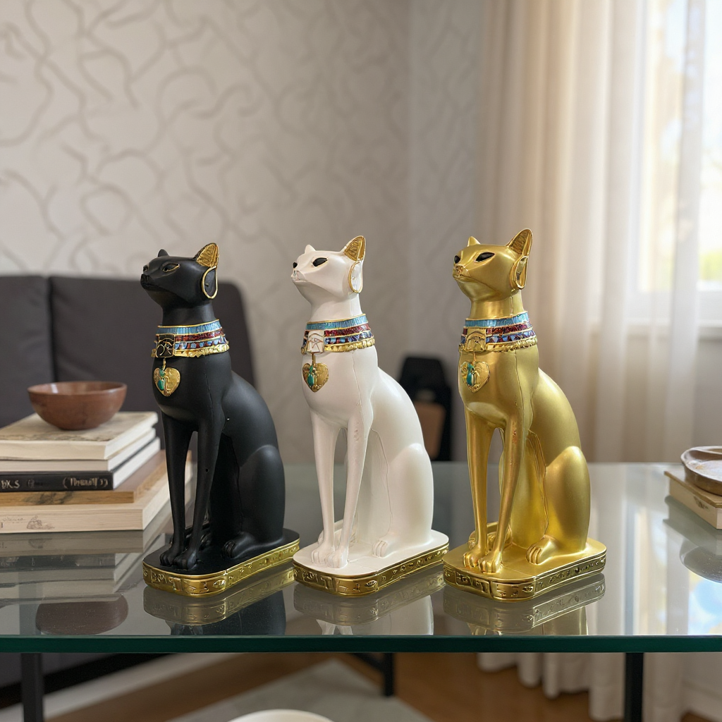 Bastet Egipcio Escultura De Resina 34x17x11cm