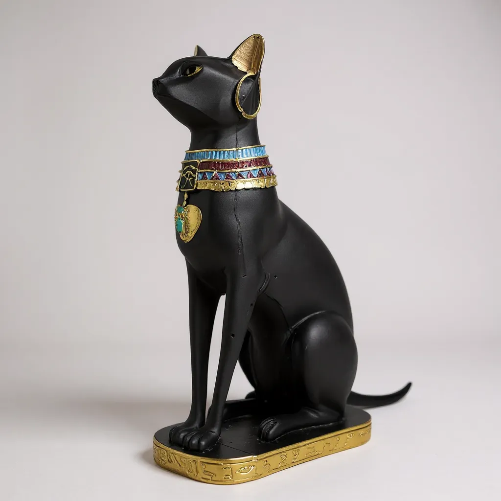 Bastet Egipcio Escultura De Resina 34x17x11cm