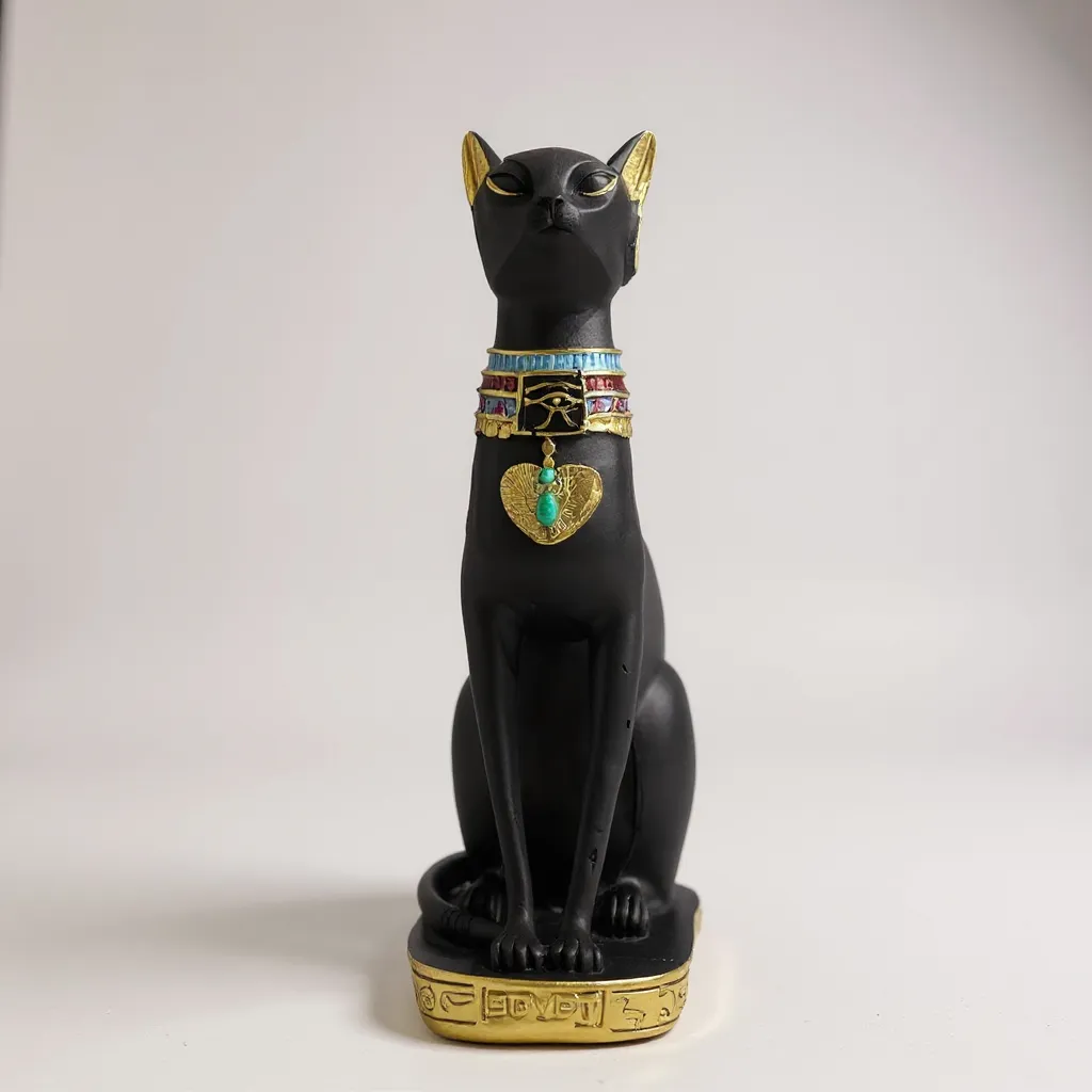 Bastet Egipcio Escultura De Resina 34x17x11cm