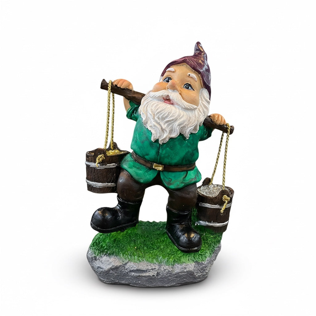 Gnomo Cubetas Figura De Resina De 20 Cm De Altura