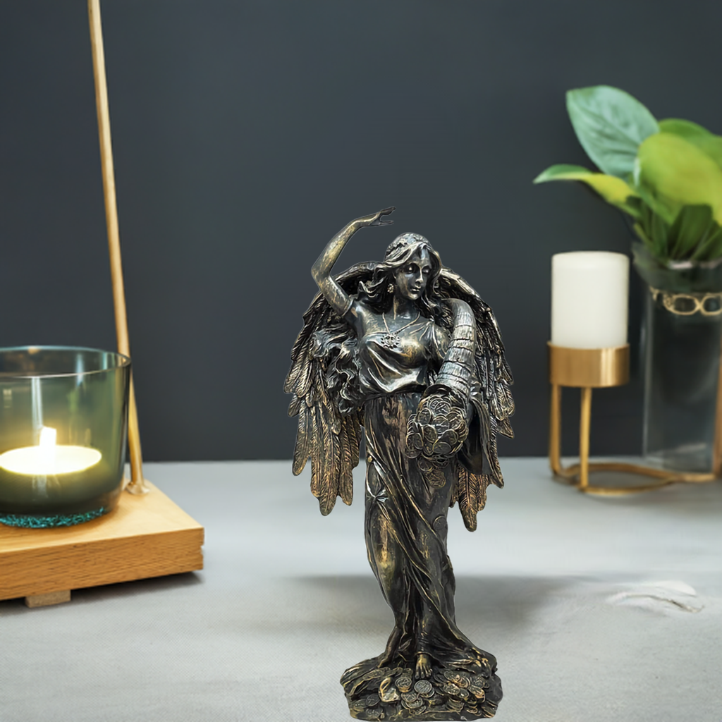 Abundia Angel De La Abundancia 28 Cm Pintado Tipo Bronce