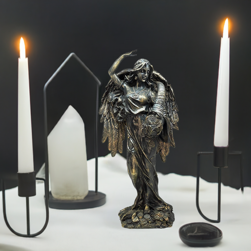 Abundia Angel De La Abundancia 28 Cm Pintado Tipo Bronce