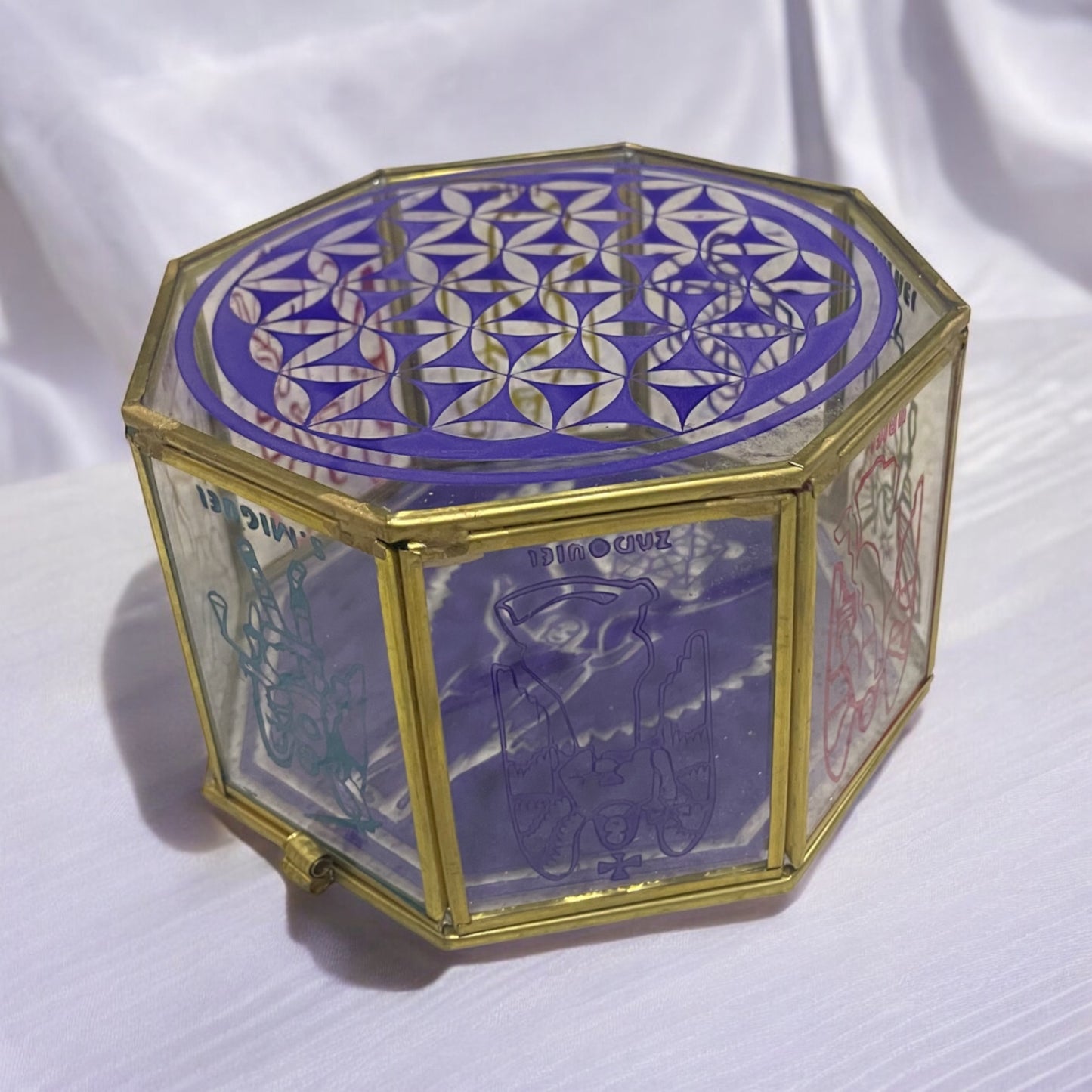 Metatron Con Los 7 Arcangeles Caja De Cristal 15 Cm Grabado