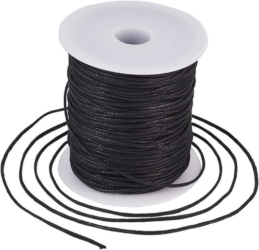 Pulsera de macramé con cordón de algodón encerado de 100 yardas, 1,5 mm, para hacer joyas, hilo encerado (negro)