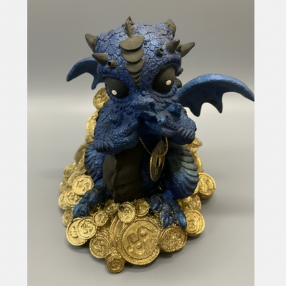 Dragón Tipo Bebe Resina 14.5 Cm Nacional Pintado A Mano.