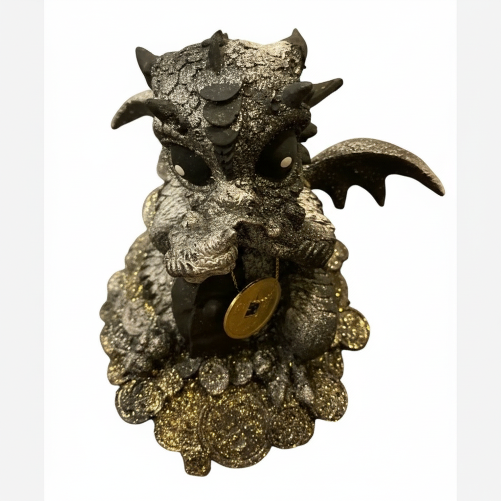 Dragón Tipo Bebe Resina 14.5 Cm Nacional Pintado A Mano.