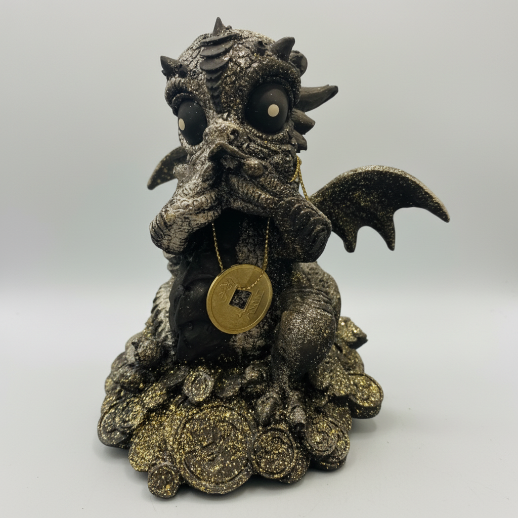 Dragón Tipo Bebe Resina 14.5 Cm Nacional Pintado A Mano.