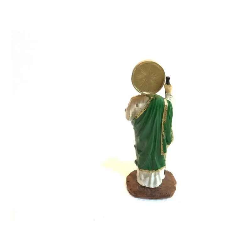 Figura San Judas Tadeo Resina 12.5cm Color Verde Con Blanco
