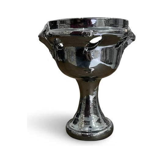 Sahumerio Copalera Porta Incienso Barro Vidriado 16x11x13 Cm Negro Lisa