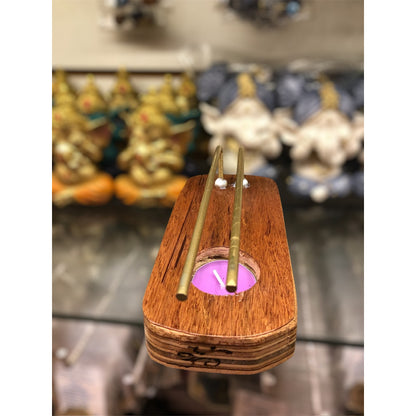 Sahumerio Base Porta Sahumerio En Madera Con Latón Madera Lisa