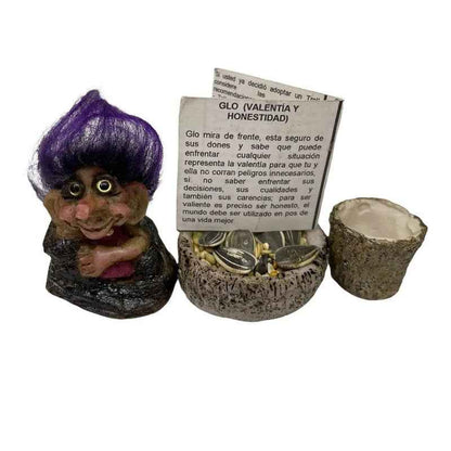 Troll Mini + Comedero + Semillas + Tarjeta Varios Modelos Glow Honestidad Y Valentia 5.2cm