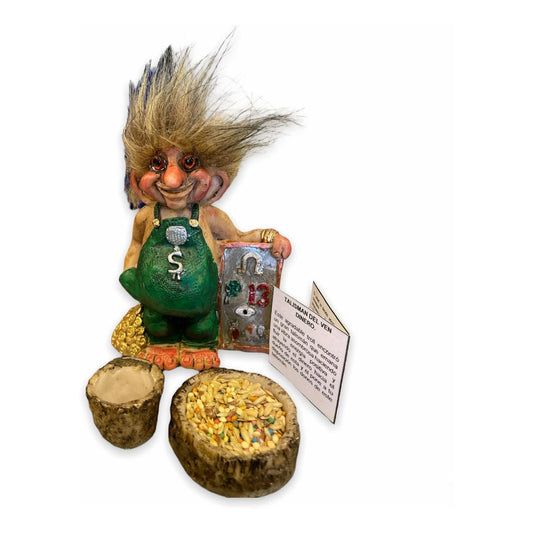 Troll Talisman Ven Dinero + Comederos + Semillas 11x9x6 Cm