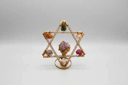 Figura Estrella De David En Tubo Cristal Relleno De Cuarzo