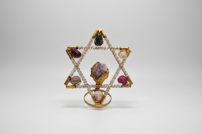 Figura Estrella De David En Tubo Cristal Relleno De Cuarzo