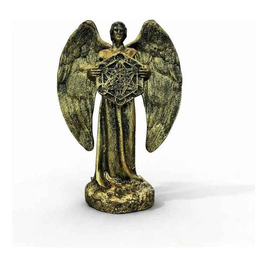 Figura Arcángel Metatrón Con Cubo En Resina 11 Cm Dorado Oscuro