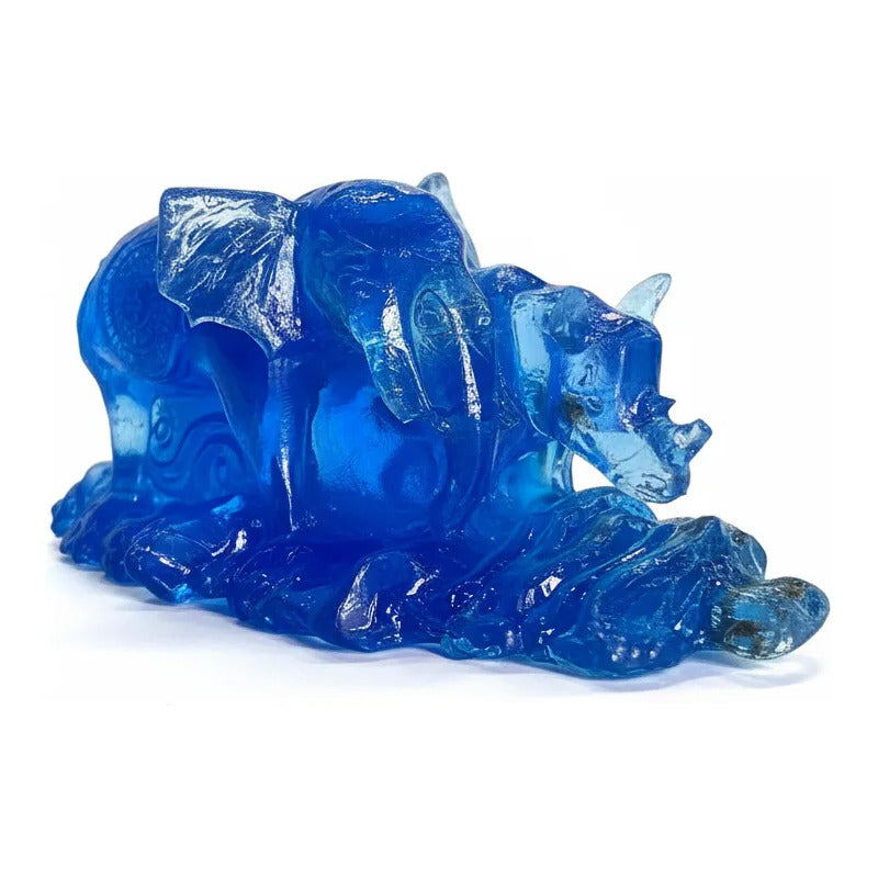 Elefante Y Rinoceronte Azul Figura De Resina 4.5 Cm De Alto Azul by HEREJE