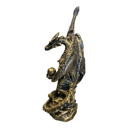 Dragon Dorado Figura Decorativa 12 Cm De Resina Mexicana