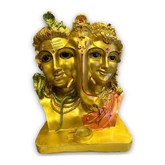 Ganesh Shiva Parvati Familia Sagrada Figura De Resina 21.5cm