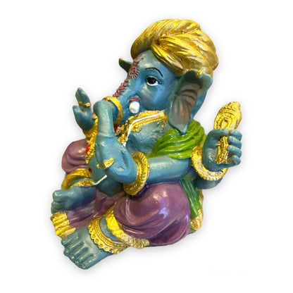 Ganesh Turbante Escultura D Resina Hecho A Mano 15.5x17x13cm