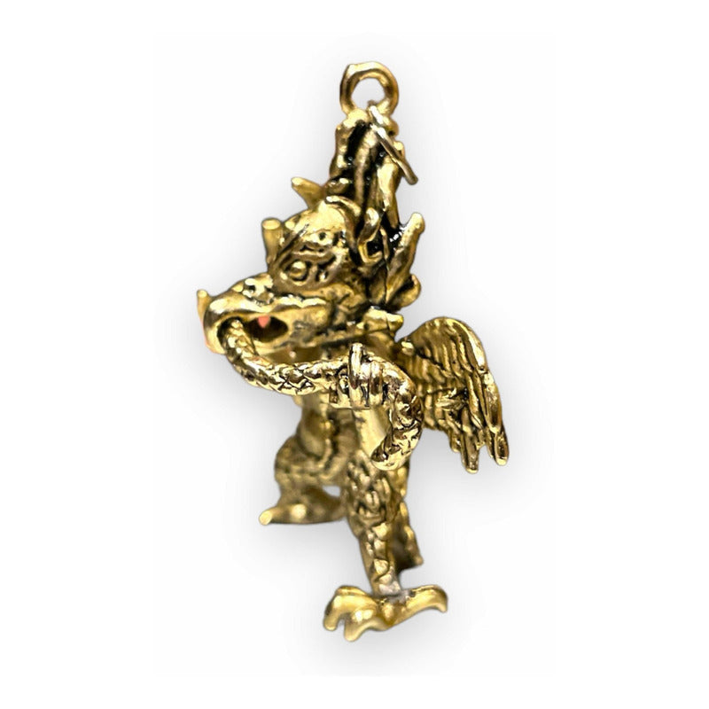 Garuda Amuleto En Metal Con Baño Dorado 18x35x40mm
