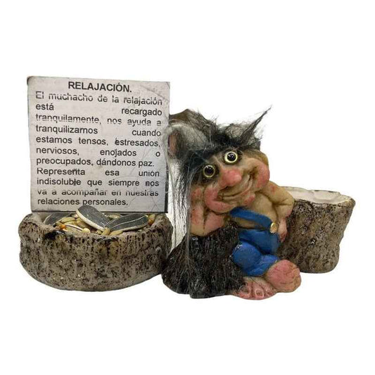 Troll Mini + Comedero + Semillas + Tarjeta Varios Modelos Relajacion 4.5 Cm