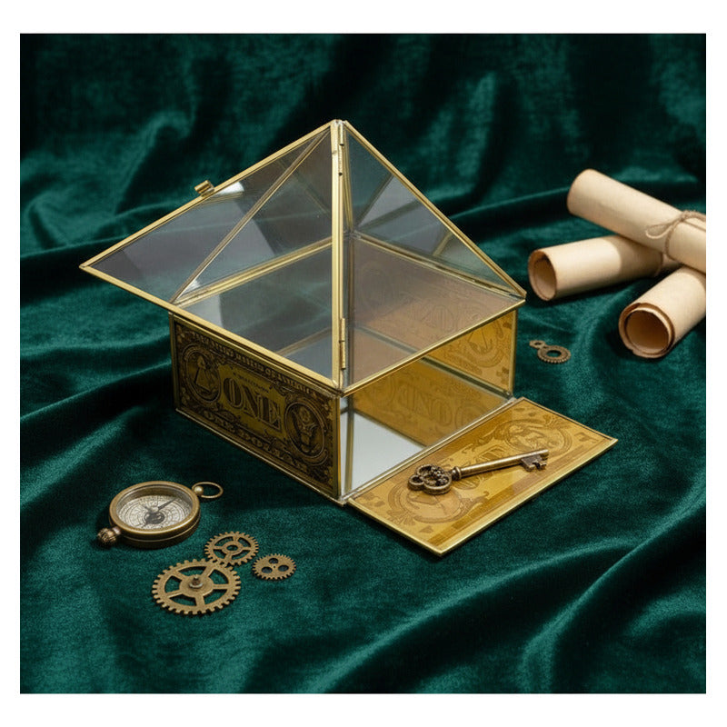 Caja De Vidrio Doble Piramide, Parrilla Reiki 19x15x15 Cm