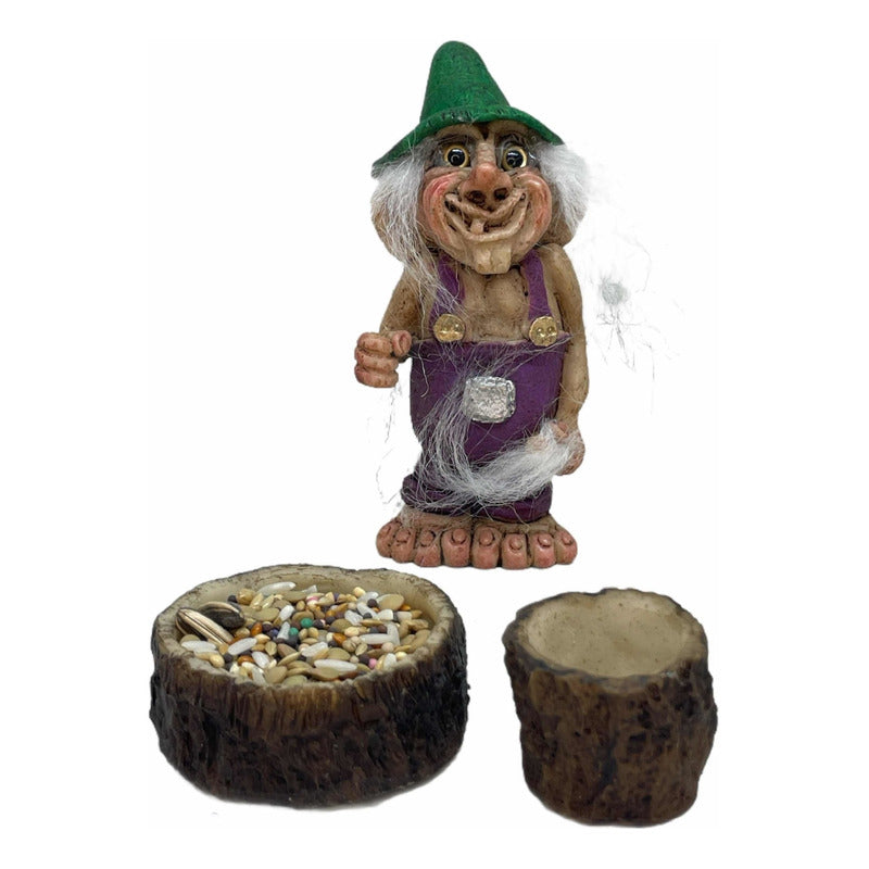 Troll Adivino + Comedero Figura En Resina De 11 Cm