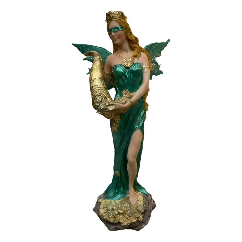Estatua Abundia Con Alas 28 Cm Resina.