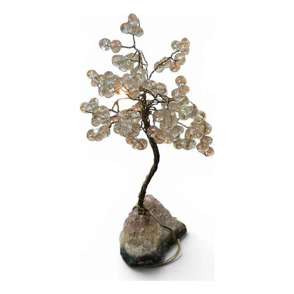 Arbol De La Vida En Cristal Con Base De Cuarzo, 14 Cm Altura Transparente