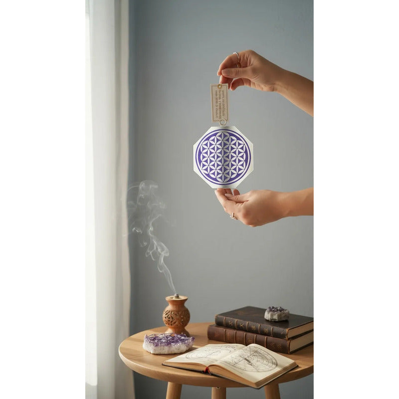 Espejo Octagonal Flor De La Vida 9cm Morado by HEREJE