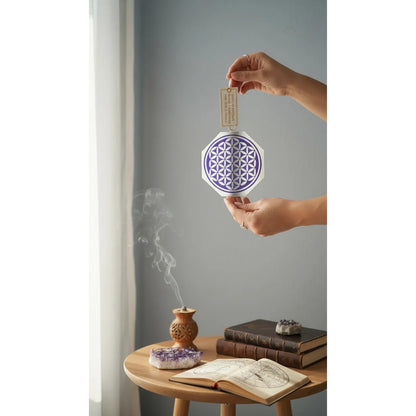 Espejo Octagonal Flor De La Vida 9cm Morado by HEREJE