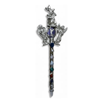 Vara De Poder Arcangeles Con Cuarzo Niquelado 33cm Estimado Agata Morada