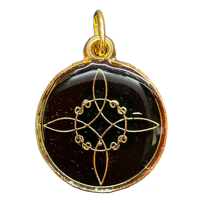 Nudo De Brujas Dije Encapsulado Con Los 7 Baño De Oro 25mm